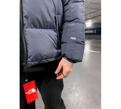 Куртка зимняя в стиле The North Face серо-синяя