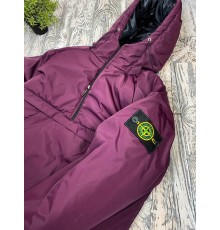 Утепленный анорак STONE ISLAND бордового цвета 48-43.7/425