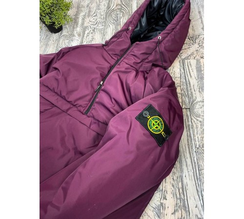 Утепленный анорак STONE ISLAND бордового цвета 48-43.7/425