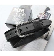 Мужской кожаный ремень для джинсов Diesel black&grey