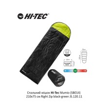 Спальний мішок Hi-Tec Mumio (SB014) 210x75 см Right Zip Чорний з зеленим JS.120.11