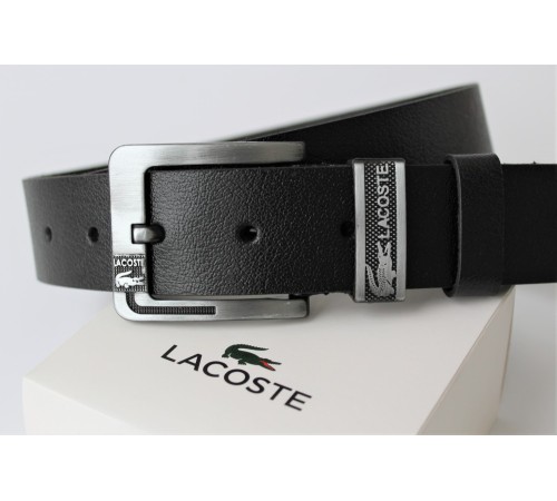 Чоловічий шкіряний ремінь Lacoste чорний