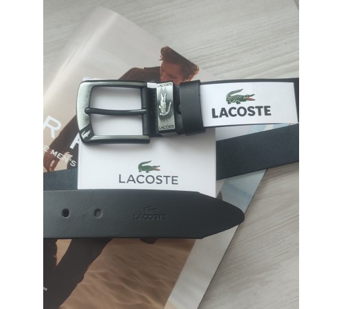 Чоловічий ремінь Lacoste натуральна шкіра чорний