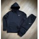 Зимний спортивный костюм Nike с начесом черный худи + черные штаны RD013/RD015