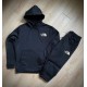 Зимний спортивный костюм TNF с начесом черный худи + черные штаны RD019/RD021