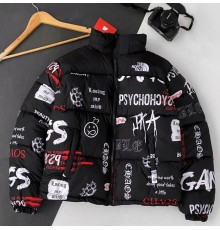 Куртка зимняя в стиле The North Face принт PSYCHO черная