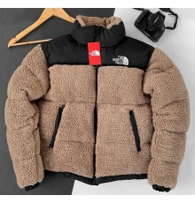 Куртка зимняя в стиле The North Face меховушка ТЕДДИ цвет Мокко