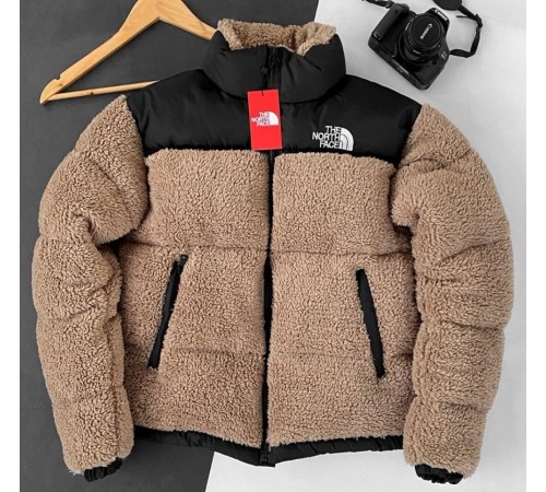 Куртка зимняя в стиле The North Face меховушка ТЕДДИ цвет Мокко