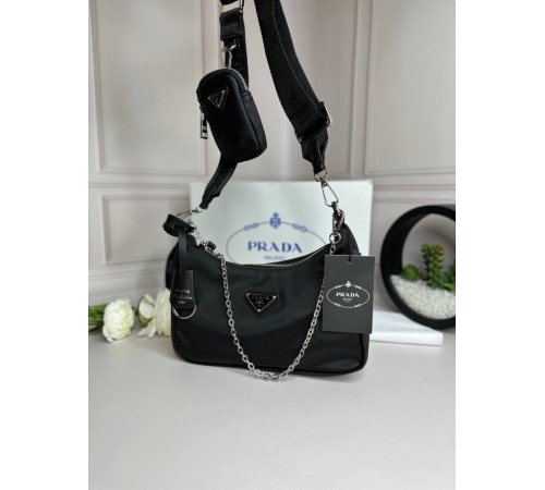 Женская Сумка Prada Re-Nylon Pochette   wb044    Black