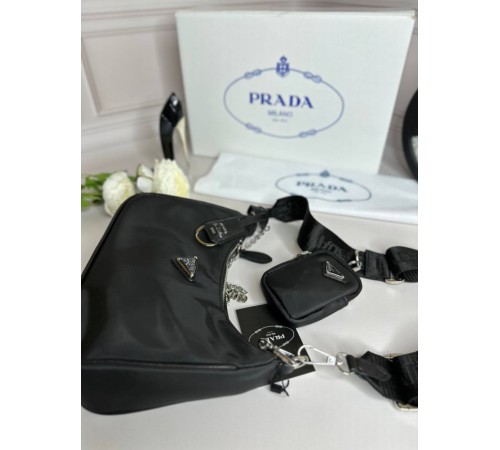 Женская Сумка Prada Re-Nylon Pochette   wb044    Black