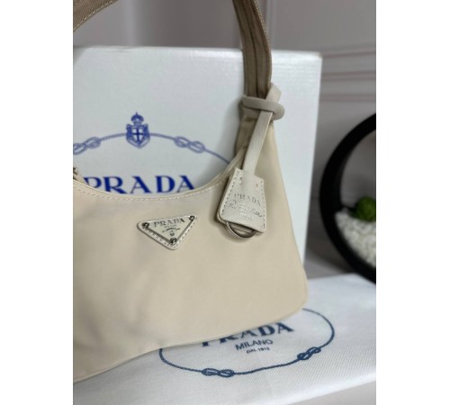 Женская Сумка Re-Nylon Prada Re-Edition 2000 mini-bag бежевая wb047