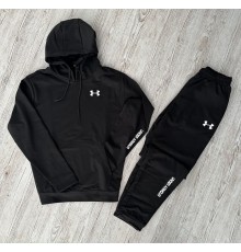 Демісезонний спортивний костюм Under Armour чорний худі + чорні штани (двонитка) RD144/RD150