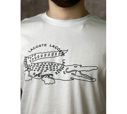 Футболка Lacoste біла (чорне лого)