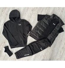 Комплект 5 в 1 Under Armour чорний худі + чорні штані + чорна жилетка + чорна футболка + 2 пари шкарпеток (чорні та білі)