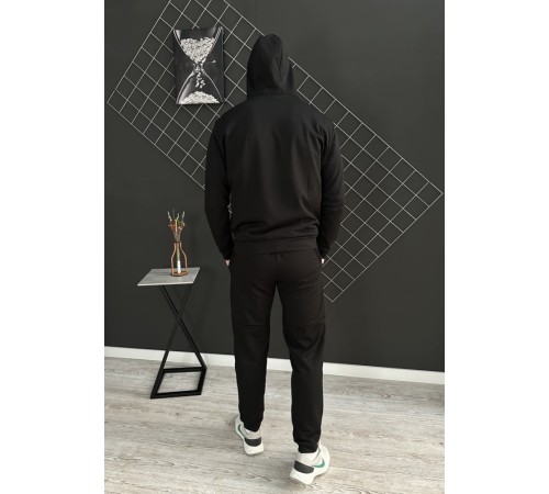 Комплект 5 в 1 Adidas чорна кофта на змійці + чорні штані + чорна жилетка + чорна футболка + 2 пари шкарпеток (чорні та білі)