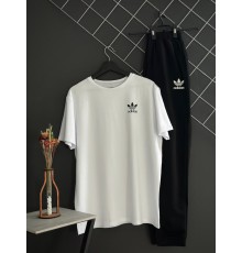 Штани чорні Adidas (двонитка) + футболка біла Adidas