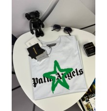 Футболка Palm Angels белая с зеленой звездой mf005