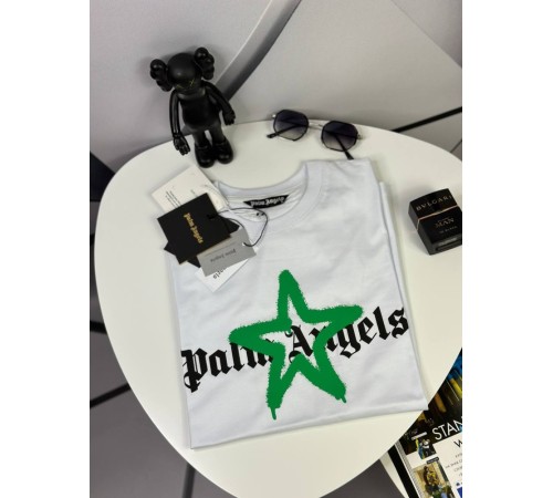 Футболка Palm Angels белая с зеленой звездой mf005