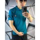 Поло Stone Island бирюзового цвета с патчем на рукаве mf036