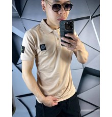 Поло Stone Island бежевого цвета с патчем на рукаве mf038