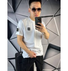 Футболка Stone Island белого цвета с патчем на рукаве mf047