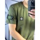 Футболка Stone Island цвета хаки с патчем на рукаве mf049