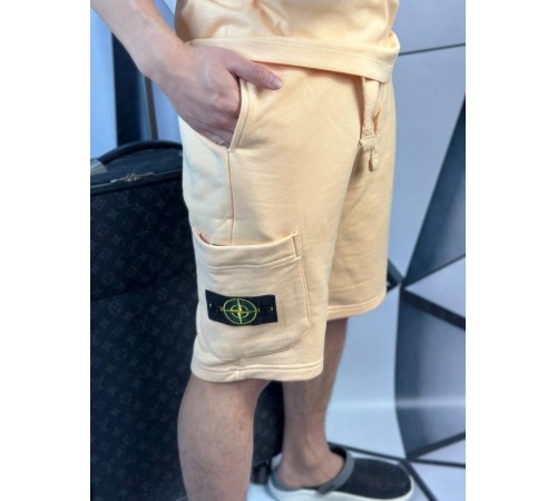 Комплект шорты и футболка Stone Island бежевого цвета mf005