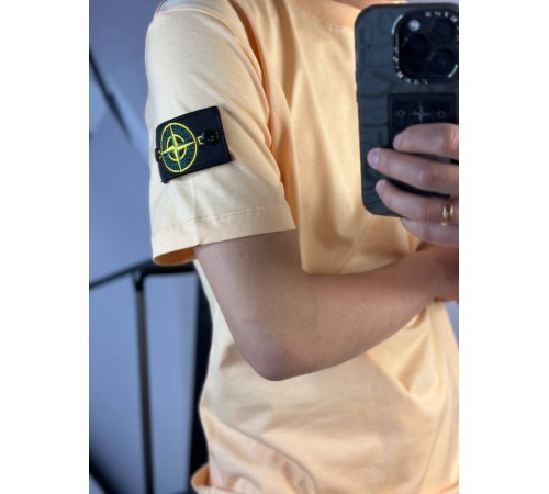 Комплект шорты и футболка Stone Island бежевого цвета mf005