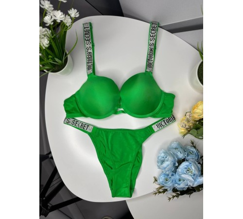 Комплект женский Victoria’s Secret Rhinestone Green kk049