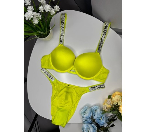 Комплект женский Victoria’s Secret Rhinestone Yellow kk050