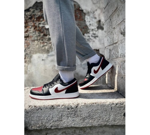 чоловічі кросівки nike air jordan 1 retro low black/burgundy/white