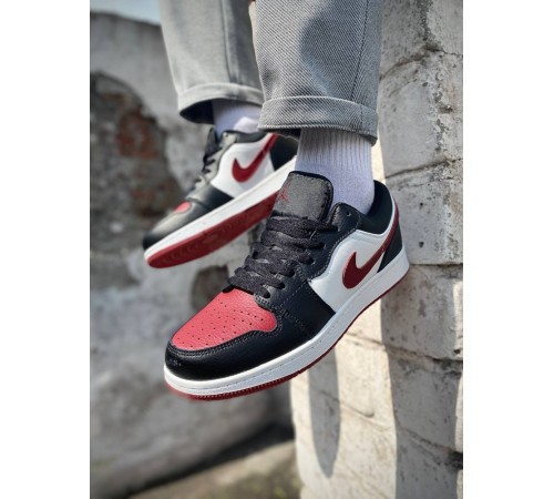 чоловічі кросівки nike air jordan 1 retro low black/burgundy/white