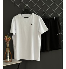 Шорти Nike білий лого + футболка Nike біла RD172/RD206