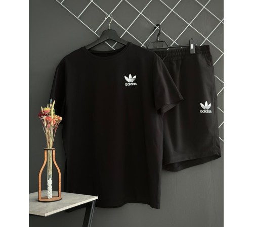 Шорти Adidas білий лого + футболка Adidas чорна RD180/RD212