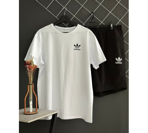 Шорти Adidas білий лого + футболка Adidas біла RD181/RD212