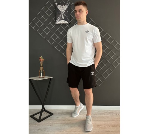 Шорти Adidas білий лого + футболка Adidas біла RD181/RD212