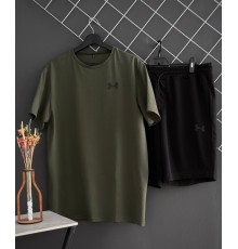 Шорти Under Armour чорний лого + футболка Under Armour хакі RD191/RD219