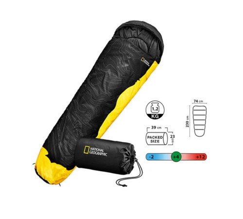 Спальний мішок National Geographic Sleeping Bag 230 x 74 cм black/yellow