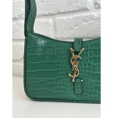 Жіноча сумка  Yves Saint Laurent 24*15 імітація крокодилячої кожі зелена