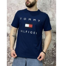 Футболка Tommy Hilfiger синя (вел. лого)