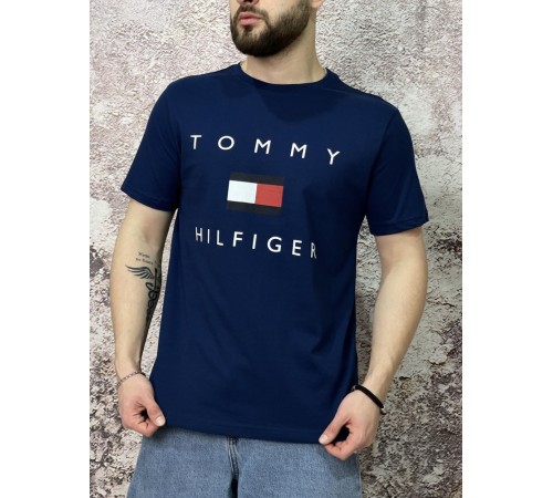 Футболка Tommy Hilfiger синя (вел. лого)