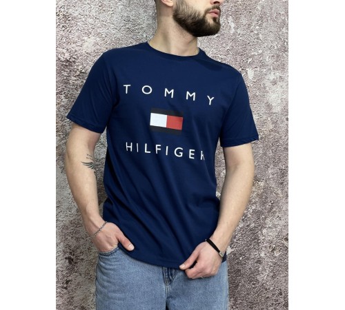 Футболка Tommy Hilfiger синя (вел. лого)