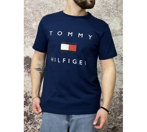 Футболка Tommy Hilfiger синя (вел. лого)