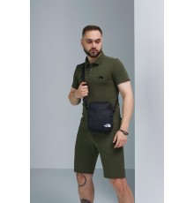 Комплект TNF хакі поло + шорти + барсетка