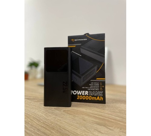 Павербанк з ліхтариком BeePower 20000mAh 22.5W чорний