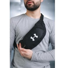 Бананка Under Armour чорна з накаткою (біле лого)