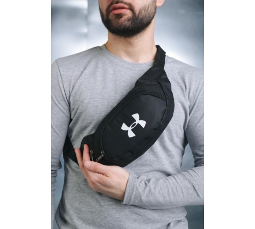 Бананка Under Armour чорна з накаткою (біле лого)