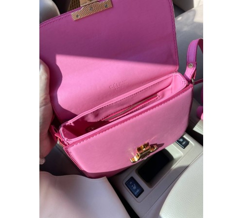 Сумка жіноча Celine Teen Triomphe Bag in Shiny Calfskin Pink Селін яскраво-рожевий DN091