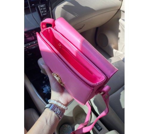 Сумка жіноча Celine Teen Triomphe Bag in Shiny Calfskin Pink Селін яскраво-рожевий DN091