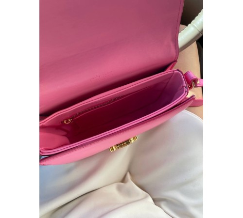 Сумка жіноча Celine Teen Triomphe Bag in Shiny Calfskin Pink Селін яскраво-рожевий DN091